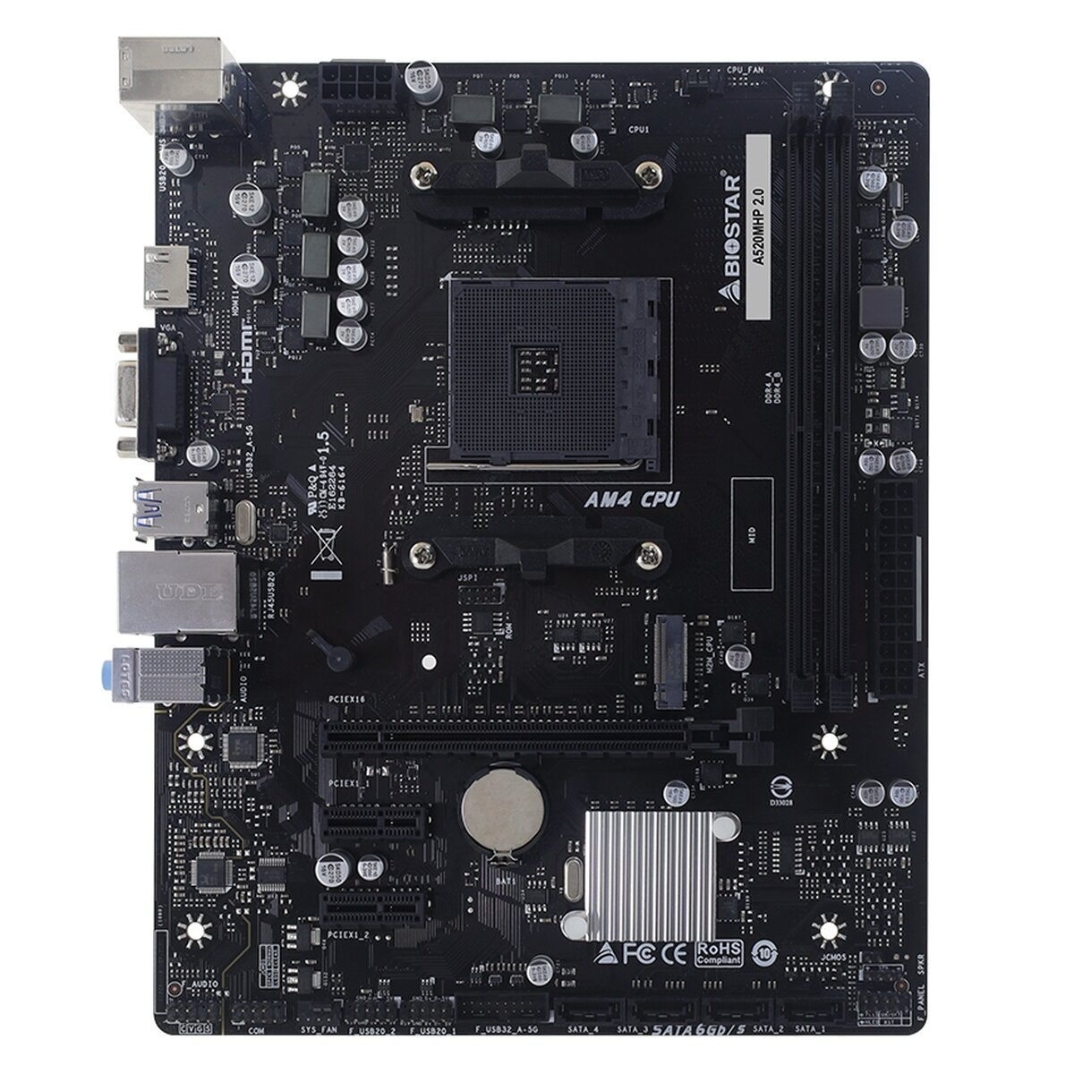 Мат.плата SocAM4 AMD A520 Biostar A520MHP 2.0 (mATX,2DDR4,M.2,PCI-E16,2PCI-E,VGA,HDMI,PC4266+(OC)