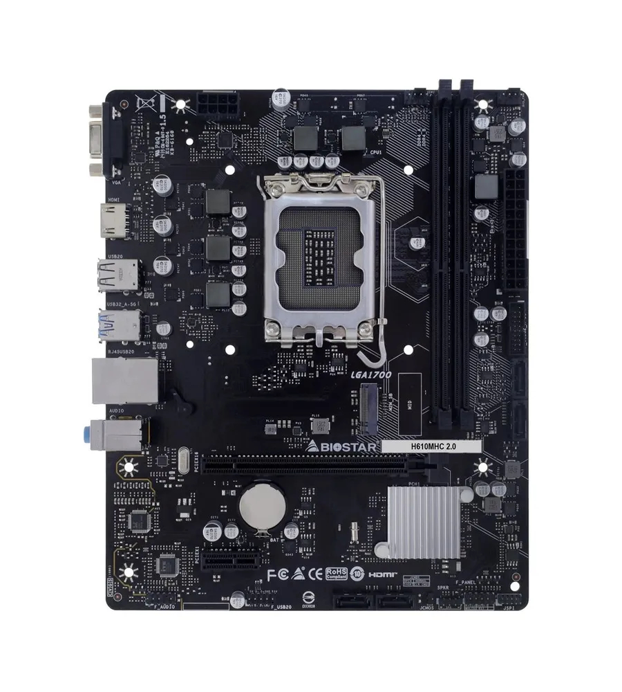 Мат.плата S1700 H610 Biostar H610MHC 2.0 (mATX,2DDR4,M.2,4SATA3,VGA,HDMI,PC3200)