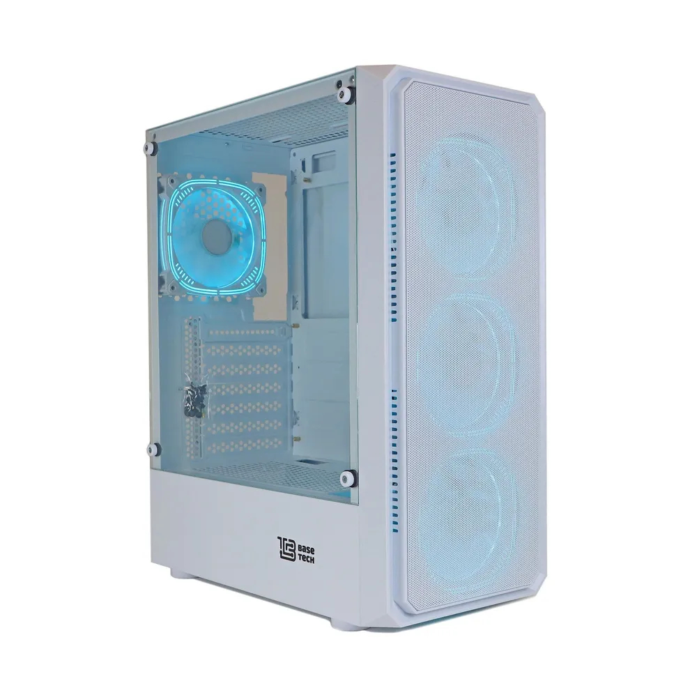 Корпус ATX Б_БП BaseTech eXtreme GFX-03 (USB3.0,Audio,TG,белый,4х120мм ICE BLUE RGB)[BT-GFX-03W-MESH-4F-IB]