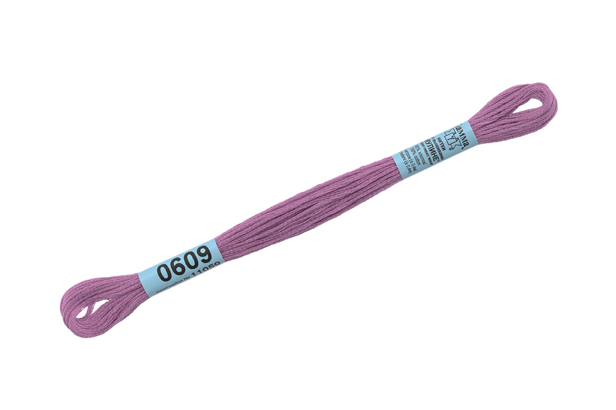 Нитки для вышивания "Gamma" мулине ( 0207-0819 ) 100% хлопок 8 м №0609 св-лиловый 1 шт.