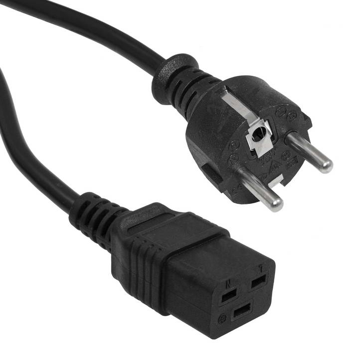 Кабель_питания IEC 60320 C19 в розетку, 3*1.5, 16А, 1.8м, черный