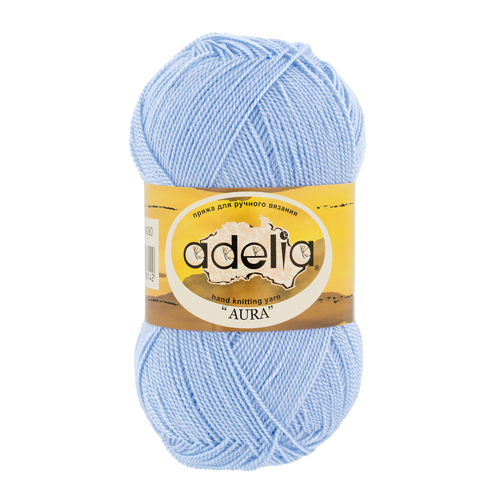 Пряжа ADELIA "AURA" 100% акрил 1 шт. х 50 г 250 м ± 5 м №080 св. голубой