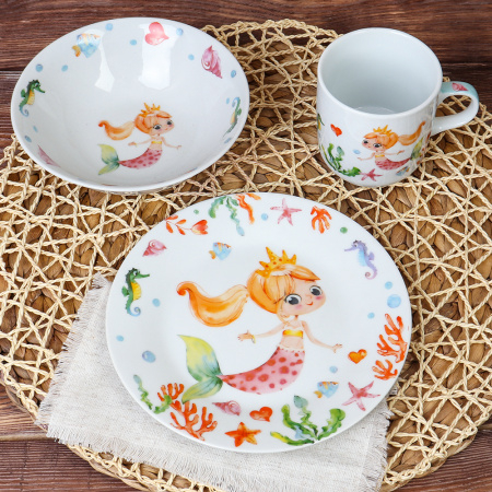 Набор детской посуды 3пр Русалка С652 (691572) фарфор