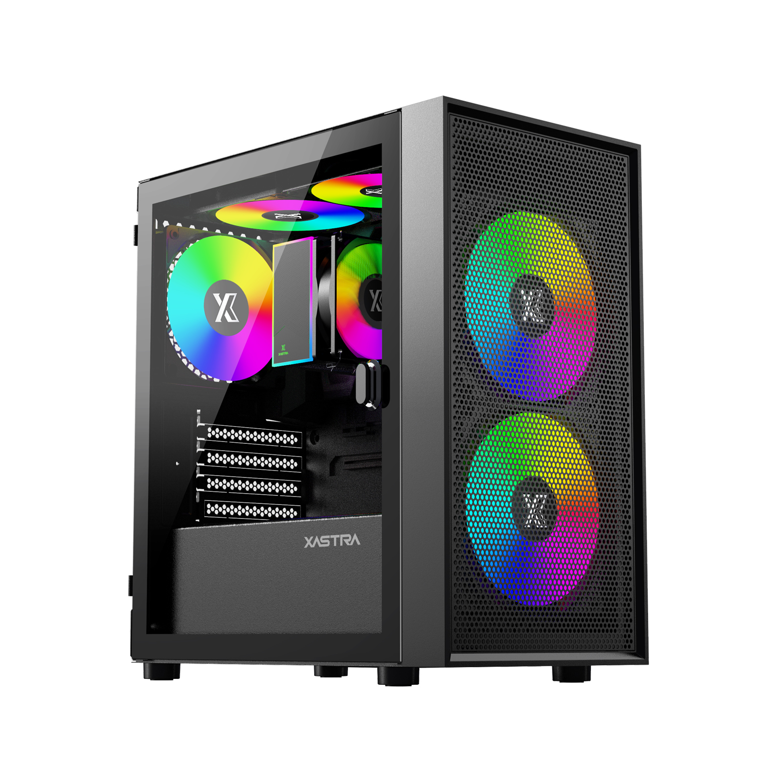 Корпус mATX Б_БП XASTRA A305M 3ARGB Black (USB3.0,Audio,TG,черный,1х120мм,2х140мм ARGB)[A305M-2FC14A-1FC12A-D]