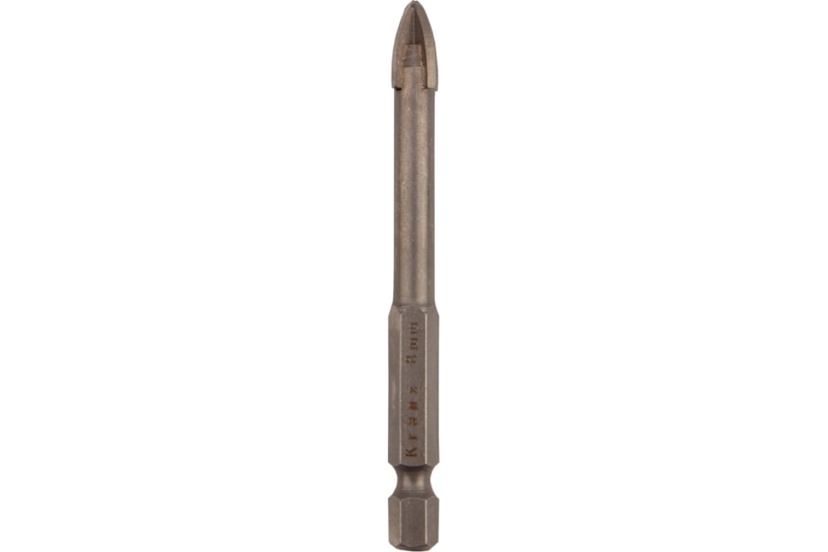 Сверло по стеклу и керамике 8мм, 4 грани, под патрон 1/4"HEX, Kranz KR-91-0650