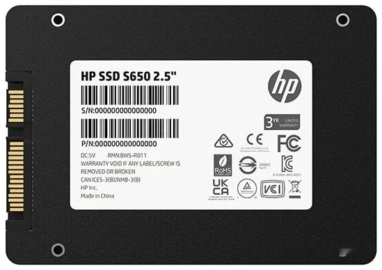 SSD-накопитель 480Гб HP S650 [345M9AA#ABB](3D NAND, 560/490 Мб/с)