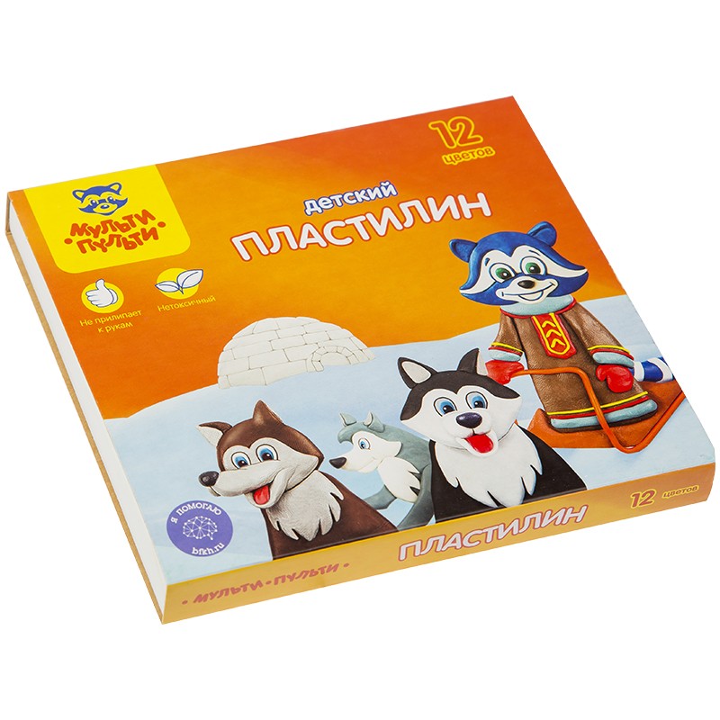 Пластилин 12цв. Мульти-Пульти "Енот на Аляске"  со стеком ДП_10235
