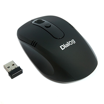 Мышь беспроводная Dialog MROP-03U оптическая, 1600dpi, радиус действия до 10м, Black