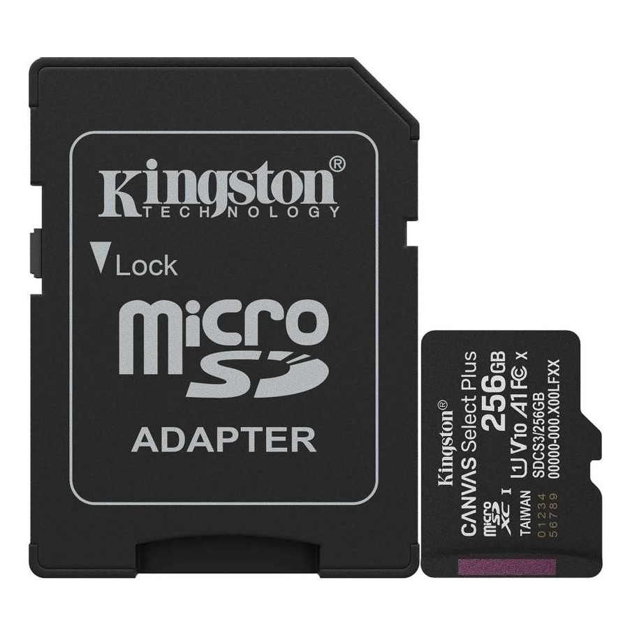 Карта памяти MicroSDHC 256Gb Kingston Class10 UHS-I U1 [SDCS3/256GB] (SD адаптер)
