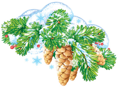 Плакат вырубной "Ветка еловая с шишками" двухсторонний А4, ФМ1-15272сф