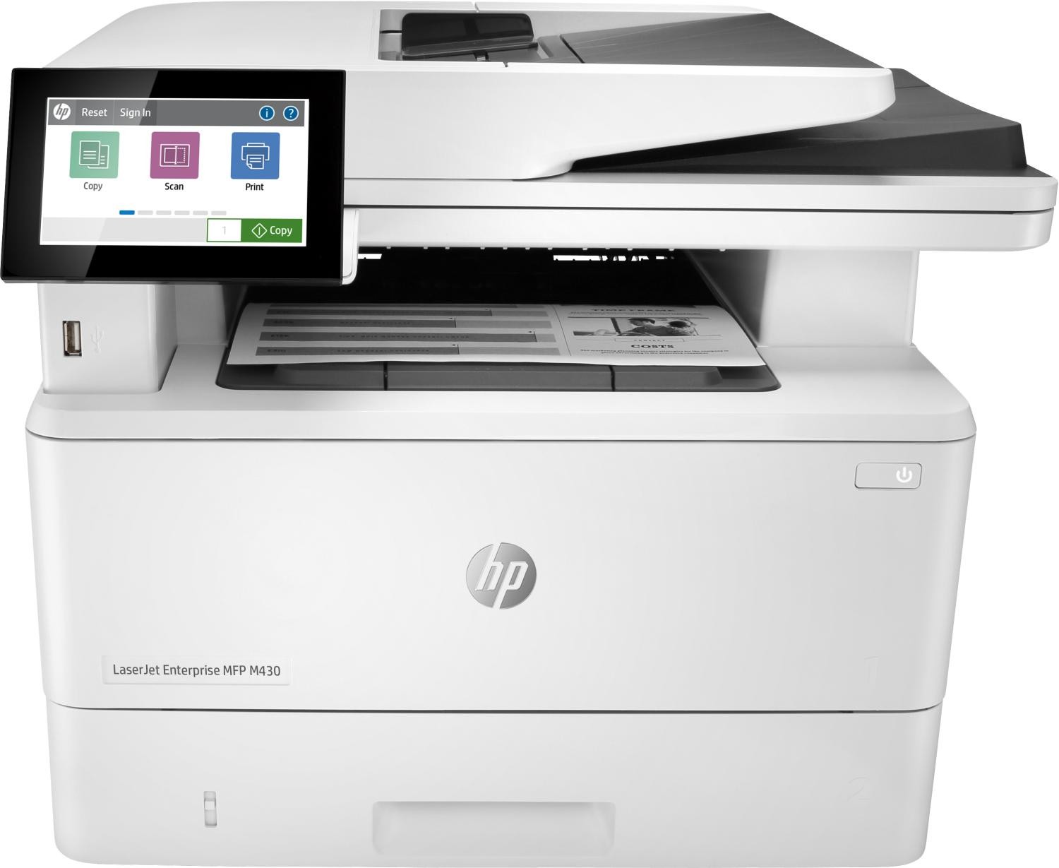 МФУ HP 3PZ55A LaserJet Enterprise MFP M430f Printer/Scanner/Copier/Fax, A4, 1200dpi, 38ppm (40 HP high speed), 2Gb, 2trays 100+250,ADF50, USB/GigEth, Duplex, Duty cycle - 100 000