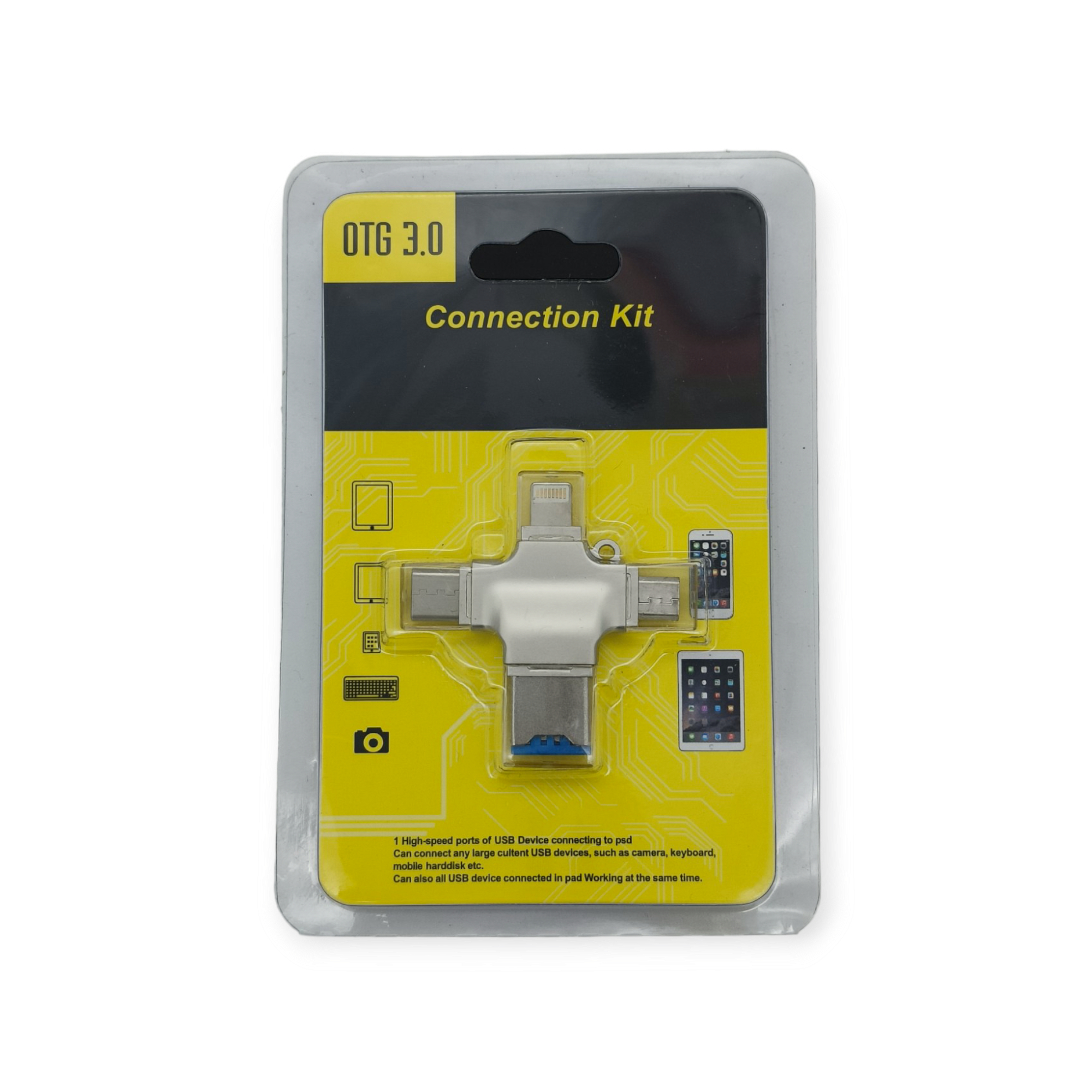 Картридер внешний JW-TF1 OTG Type C/microUSB/Lightning, microSD