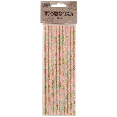 Трубочки для коктейля "Пионы" 12шт (1502-4512)
