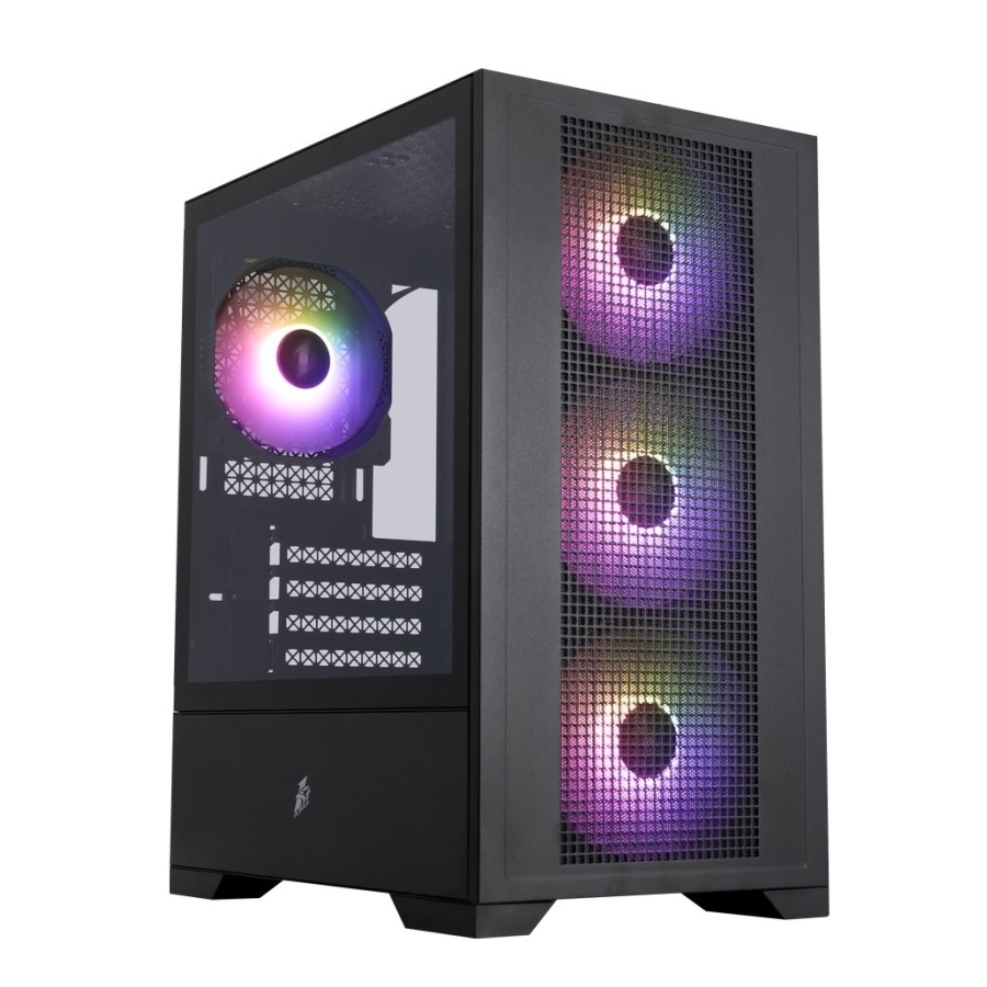 Корпус mATX Б_БП 1STPLAYER Go2 ARGB Black (USB3.0, Audio, 4x120mm ARGB,черный)[Go2-BK-4F7]