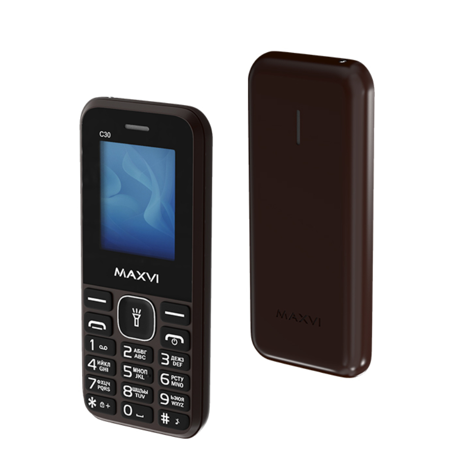 Сотовый Maxvi C30 Brown 2sim/1.77"/160*128/microSD/0.3МП/Bt/600мАч/моноблок
