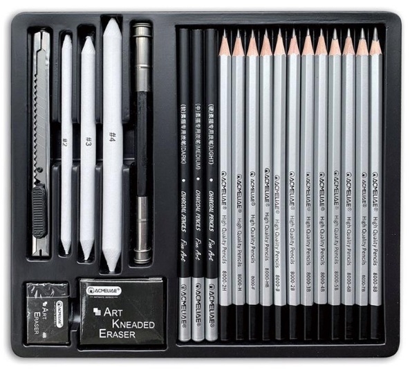 Набор для скетчинга 22 предм. ACMELIAE, металл. футл. (44054)