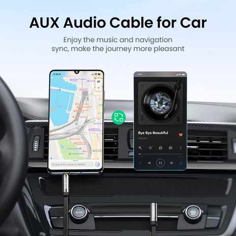 Кабель_аудио 3.5дж-3.5дж - _3м соединитель UGREEN AV119 (10599) угловой, плоский, черный, оплетка