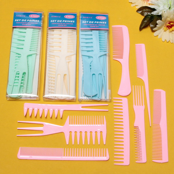Расческа набор 8шт 4цв (663-018)
