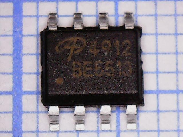 транзистор FET AO4912, 30V, 8.5A+7A, Asymmetric Dual N-ch, 2W+2W, 17mOhom+26mOhm, SO8