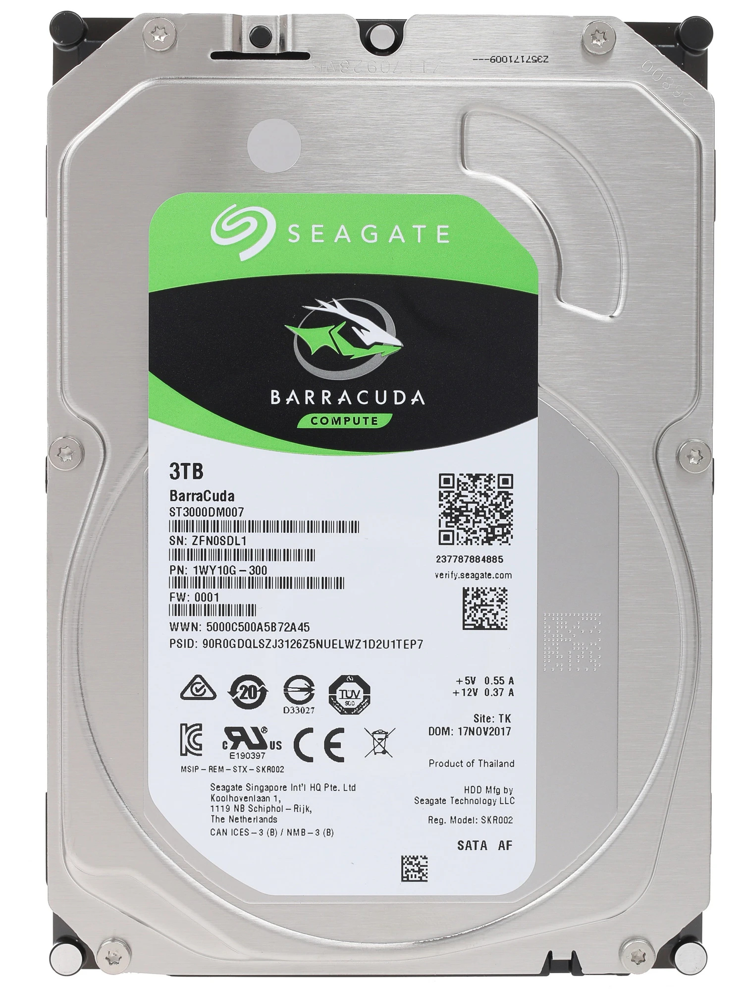 Жесткий диск HDD 3,0Tb Seagate ST3000DM007 Barracuda 5400,256Mb