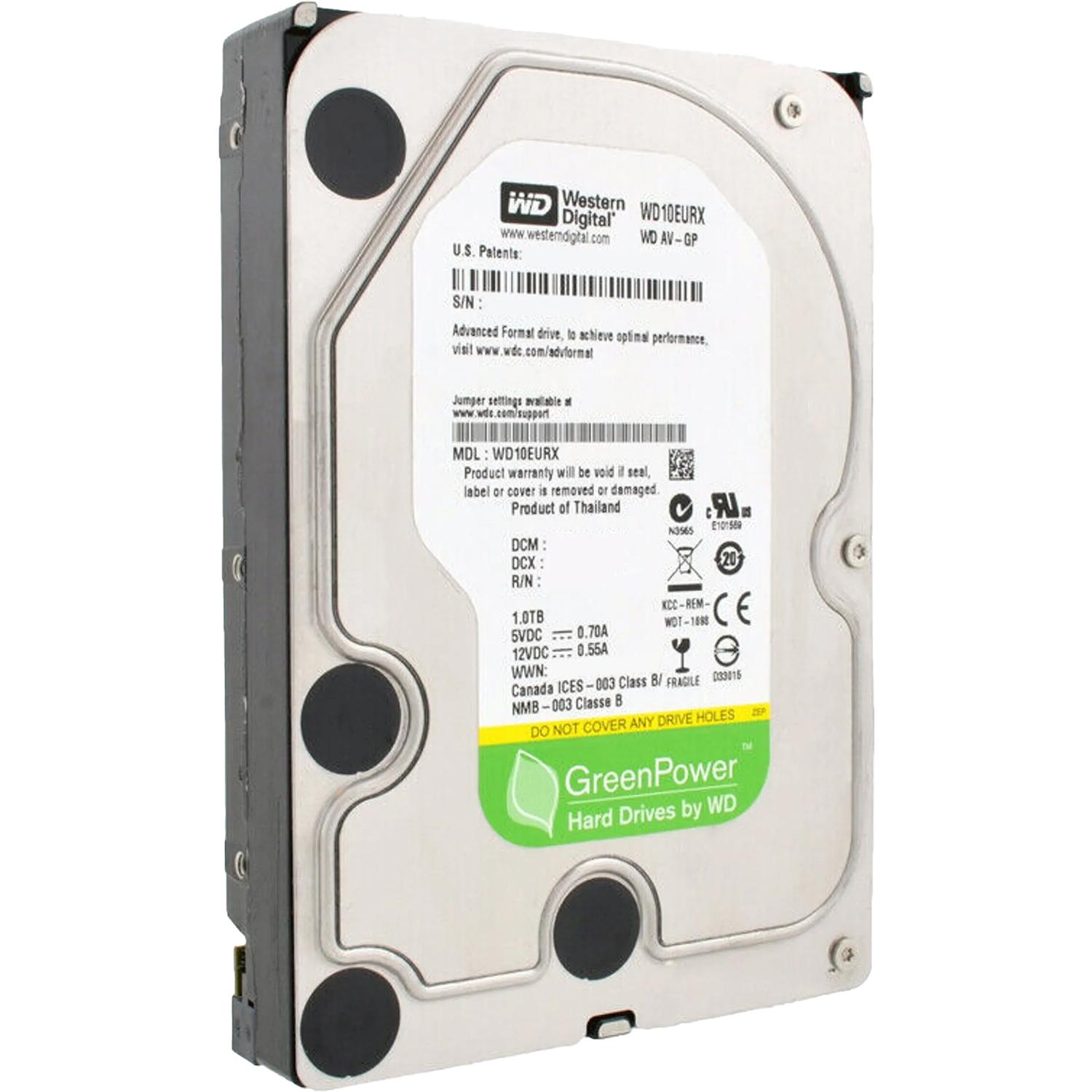 Жесткий диск/ RECERTIFIED HDD WD SATA3 1Tb AV-GP Video Surveillance 5400 RPM 64mb 1 year warranty (replacement WD10EZRZ, WD10PURX, ST1000VX013) RECERTIFIED