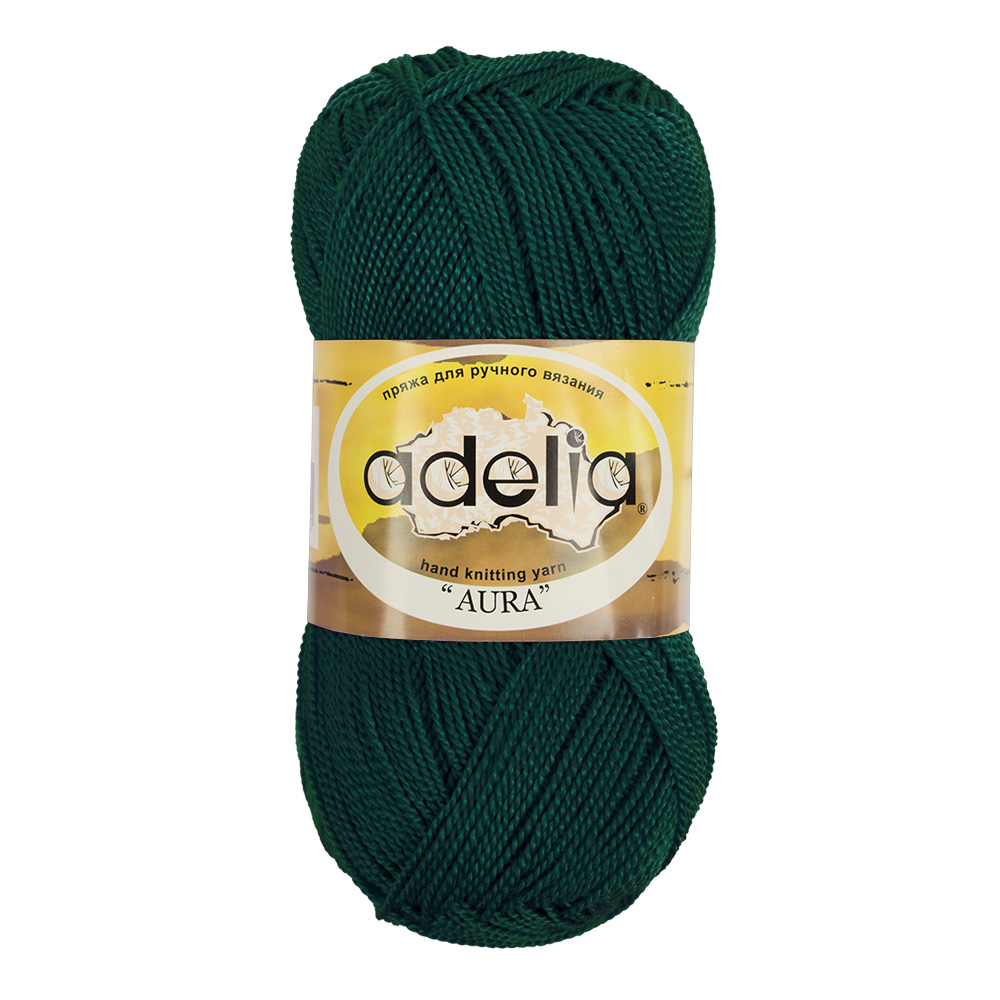 Пряжа ADELIA "AURA" 100% акрил 50 г 250 м ± 5 м №091 т. зеленый