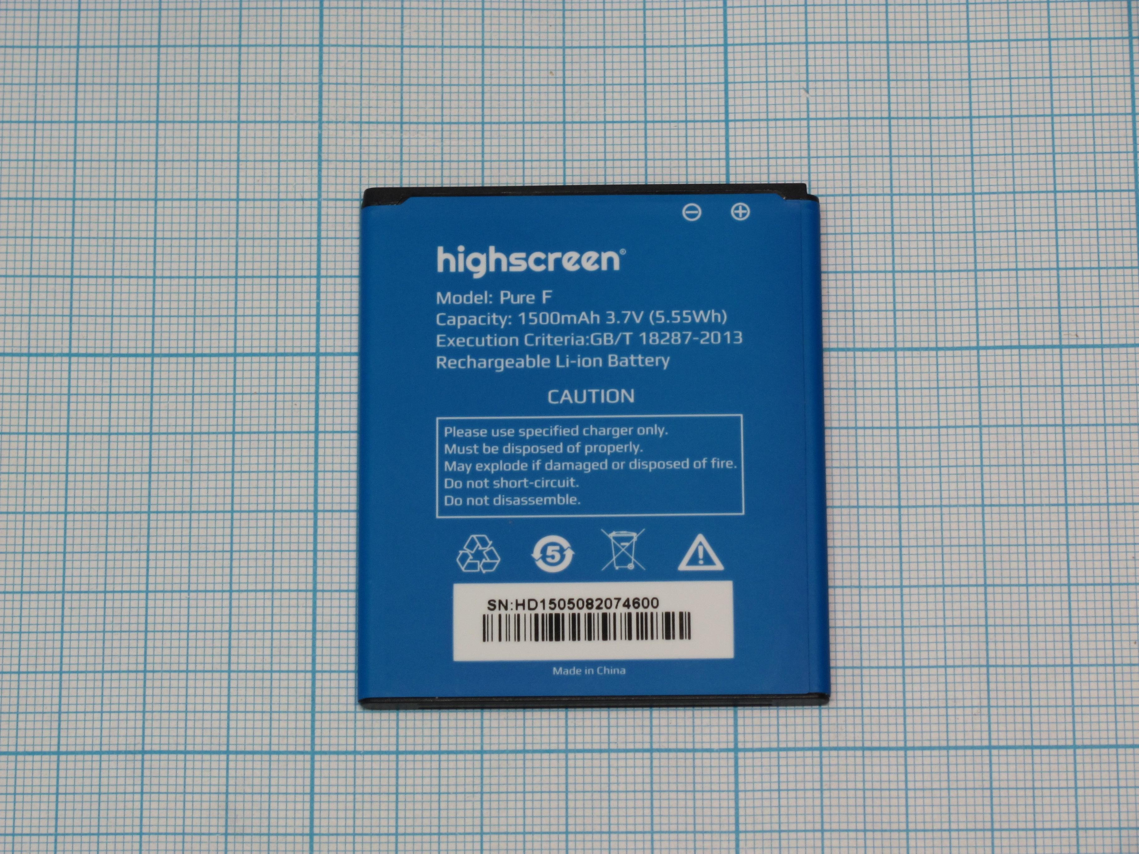 АКБ (аккумулятор) Highscreen Pure F 3,7V 1500mAh