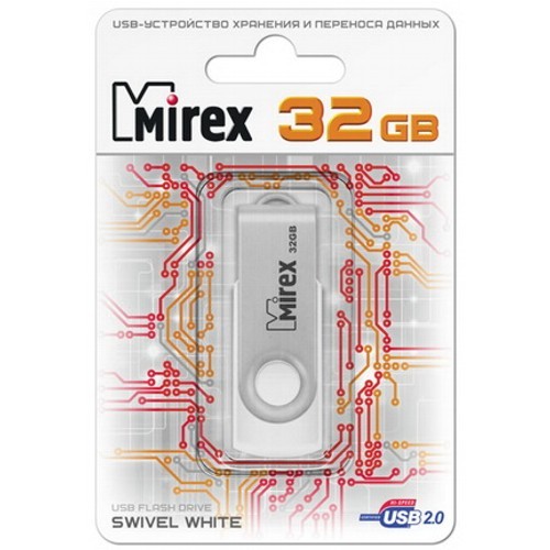 Флеш-накопитель USB2.0 32Gb Mirex Swivel (13600-FMUSWT32) белый
