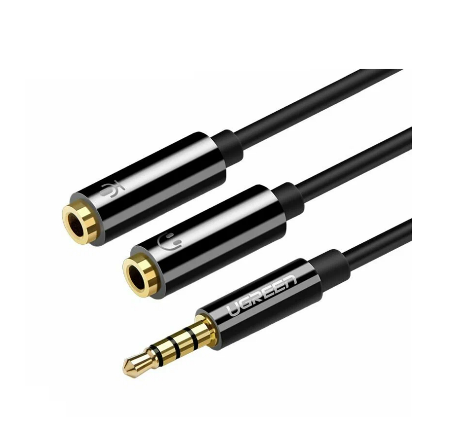 Разветвитель для гарнитуры UGREEN AV141 (30620) 3.5mm Male To Dual 3.5mm Female Headset Splitter 20см, черный
