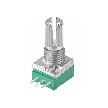Потенциометр RK097N,  20кОм, 0.05вт, B (линейный), 20%, 300°, вал с насечкой (KC) 15мм