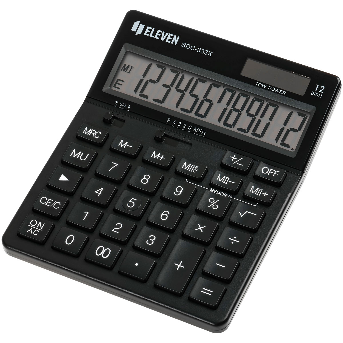 Калькулятор ELEVEN SDC-333X-BK, 12 разрядов, двойное питание, черный