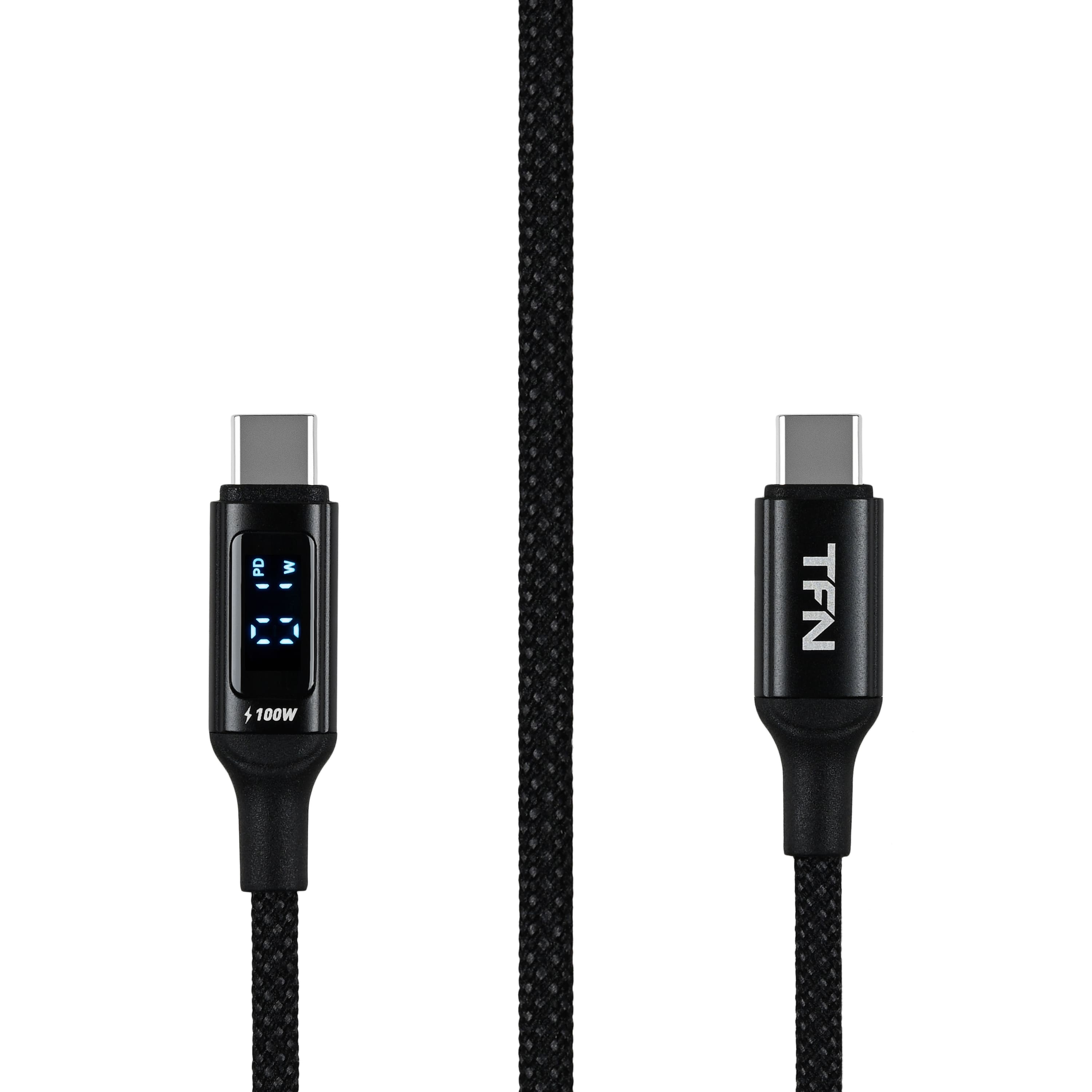 Кабель USB Type-C (m) - Type-C (m) TFN, TPE 1.5м,100W LED черный (TFN-C-DG-CC15M-BK)
