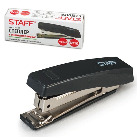 Степлер №10 STAFF на 10л. черный (224625)