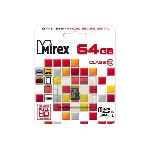 Карта памяти MicroSDXC 64Gb Mirex Class10 U1 [13612-MC10SD64] (без ...