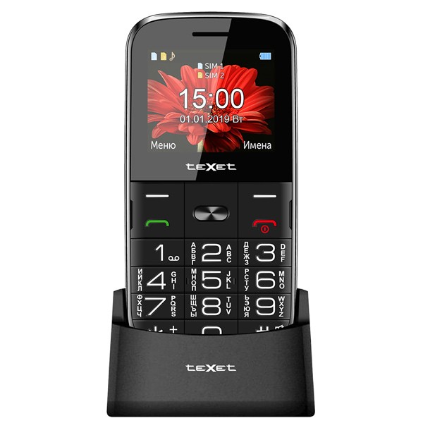 Сотовый Texet TM-B227 Black 2sim/2.31"/240*320/-/microSD/0.1Мп/Bt/1250мАч/фонарик/подставка/моноблок