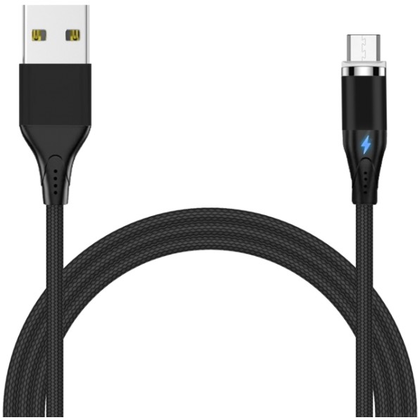 Кабель MicroUSB(m) - USB(m) Jet.A, 2м, магнитный коннектор,3А,тканевая оплетка, черный (JA-DC28)