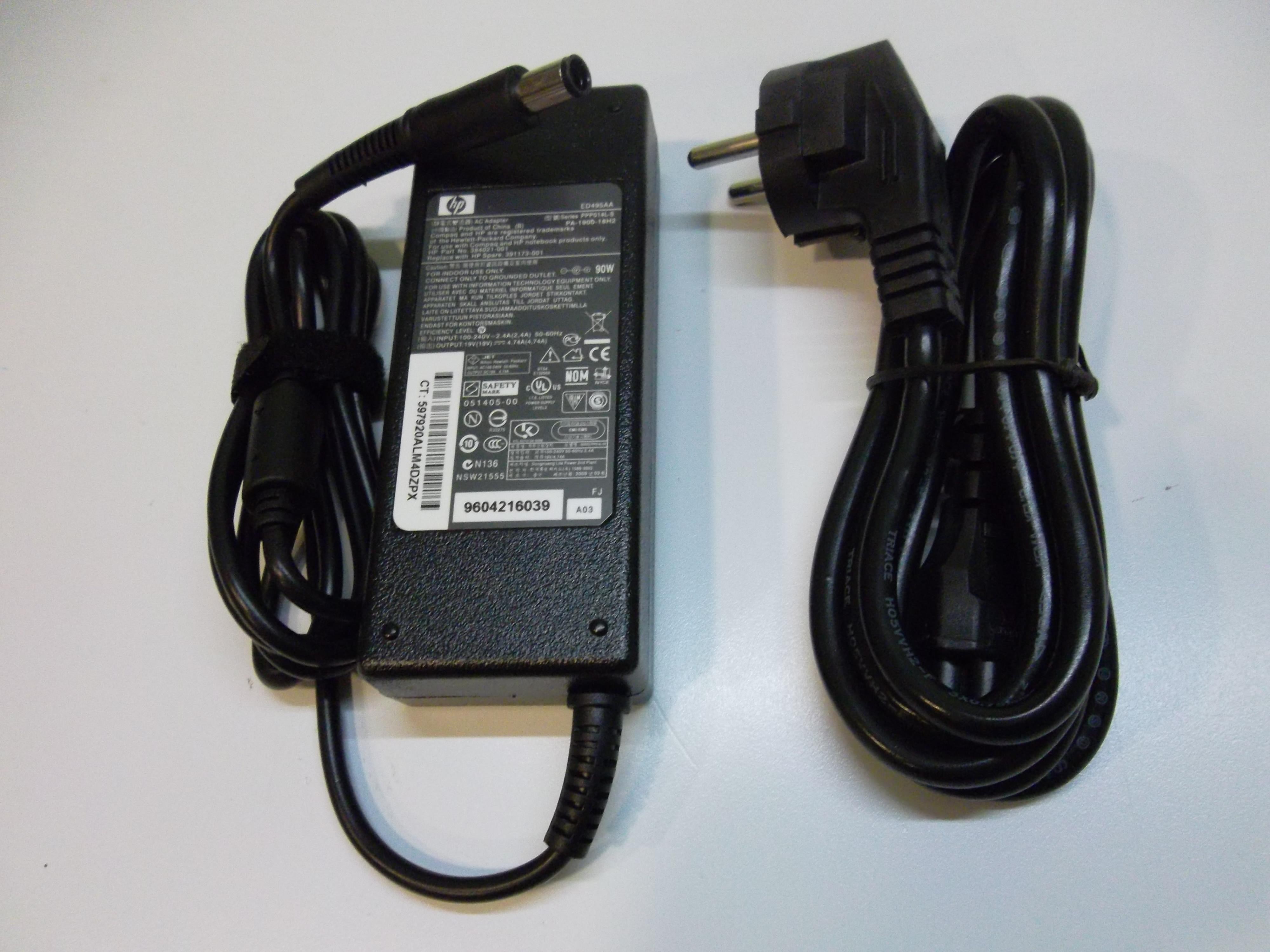 Блок питания для HP-Compaq 19V 4.74A [90W] 7.4x5.0 pin, с сетевым кабелем