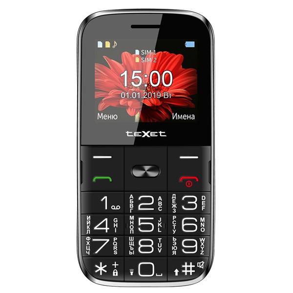 Сотовый Texet TM-B227 Black 2sim/2.31"/240*320/-/microSD/0.1Мп/Bt/1250мАч/фонарик/подставка/моноблок