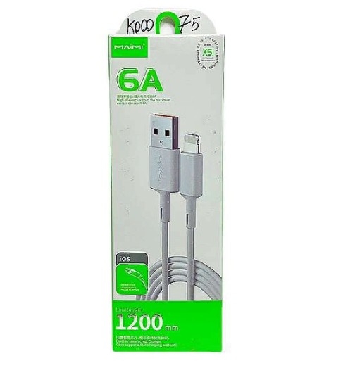 Кабель Lightning (m) - USB(m) MAIMI X51 1.2м, 6А, белый