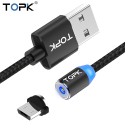Кабель MicroUSB(m) - USB(m) TOPK, 1м, магнитный, черный