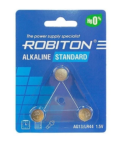 Батарейка AG13 (LR44, LR1154, A76, 157), 1.5в, Robiton, упак 3шт