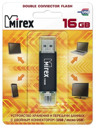 Флеш-накопитель USB/microUSB 16Gb Mirex Smart (13600-DCFBLS16) Black