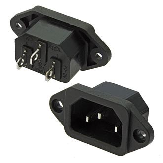 Разъем питания, IEC-60320 C14, штекер, корпусной, крепёж под винты
