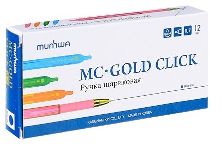 Ручка шариковая MunHwa MC-GOLD 0,7мм., масляная, синяя, автомат, грип (GCC07-02)