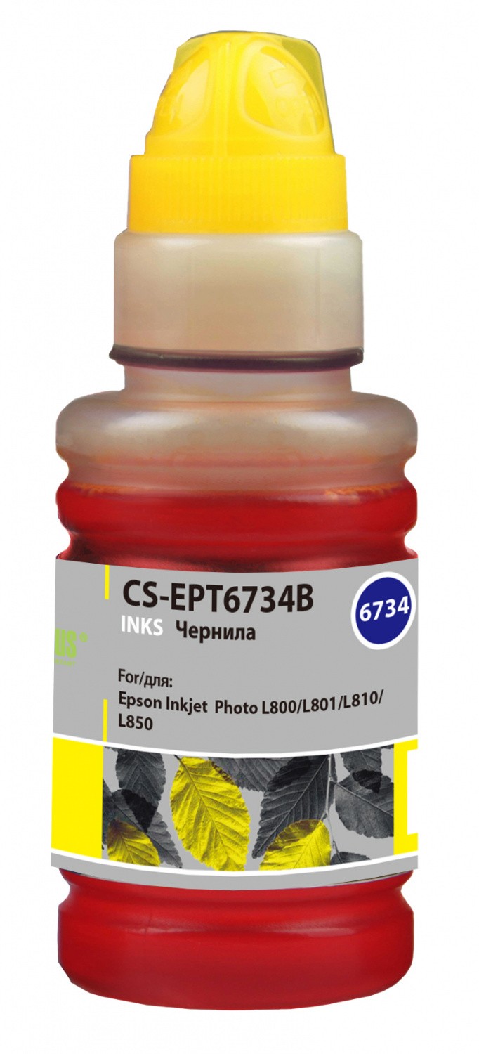 Чернила Cactus CS-EPT6734 (T6734) для Epson L800/L810/L850/L1800 Yellow 100 мл