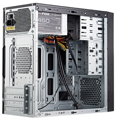 Корпус ATX 450w Foxline FL-733R-FZ450R-U32H-NRP (петля для замка, отверстие для замка кенсингтон, по