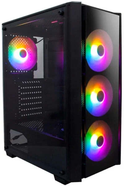 Распродажа! Корпус ATX Б_БП 1STPLAYER FIRE DANCING V4-G (USB, Audio, 4x120mm LED, черный)[V4-G-4F1](мятая упаковка)