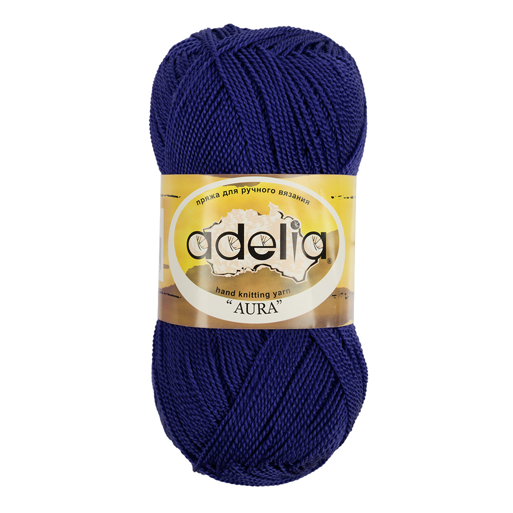 Пряжа ADELIA "AURA" 100% акрил 50 г 250 м ± 5 м №075 т. синий