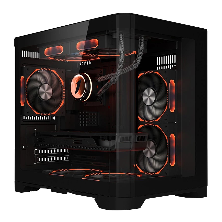 Корпус mATX Б_БП 1STPLAYER UVIEW UV5 Black (USB, Audio,TG, черный,"стеклянный куб")[UV5-BK]