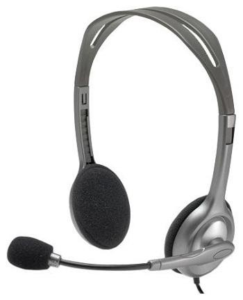Гарнитура проводная Logitech Headset H110 (981-000271/981-000459) накладные, 32 Ом, 100дБ, кабель 1.8м Серый